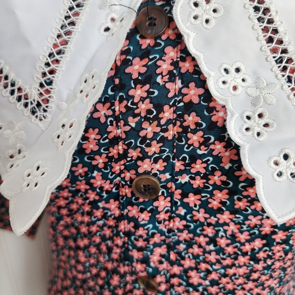 NWT $60 B DARLIN Womens Pink Black Crochet-trim Collar Mini Dress 13/14 - Picture 5 of 16